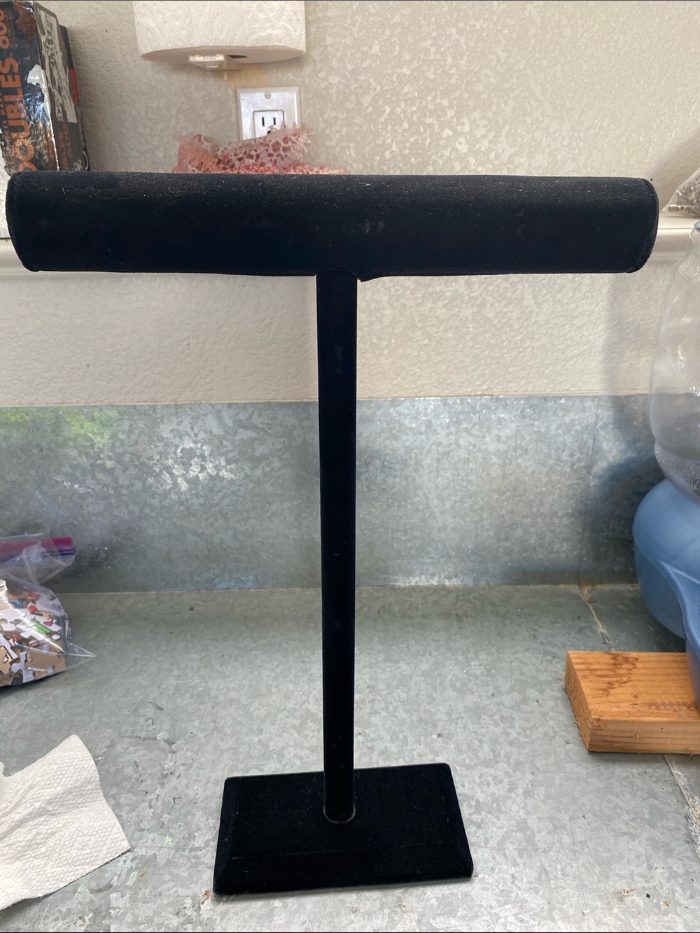 Black Velvet T-Bar Jewelry Display Stand